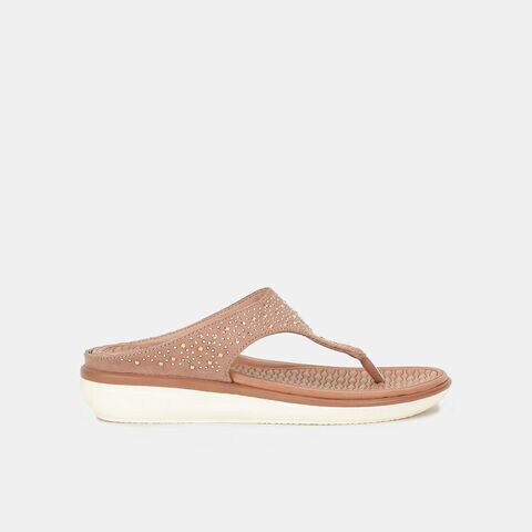Bata comfit pink textile thong slippers for women